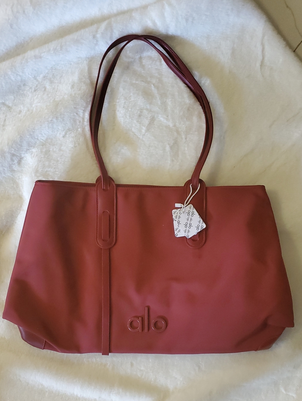 ALO Yoga Burgundy Tote Bag with Embossed Logo